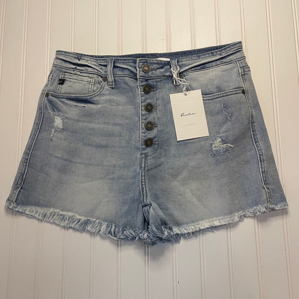 NWT KanCan Distressed Button Fly Denim Jean Shorts Size Womens 8
